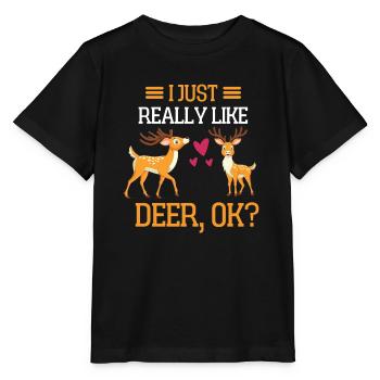 Rotwild Wald Tier Lustiges Geschenk Hirsch - Stanley/Stella Kinder T-Shirt MINI CREATOR  - Schwarz - Vorne - Mikhail (115cm)