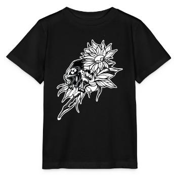 Crâne // Fleur // Illustration - T-shirt bio MINI CREATOR Stanley/Stella Enfant - noir - Devant - Mikhail (115cm)
