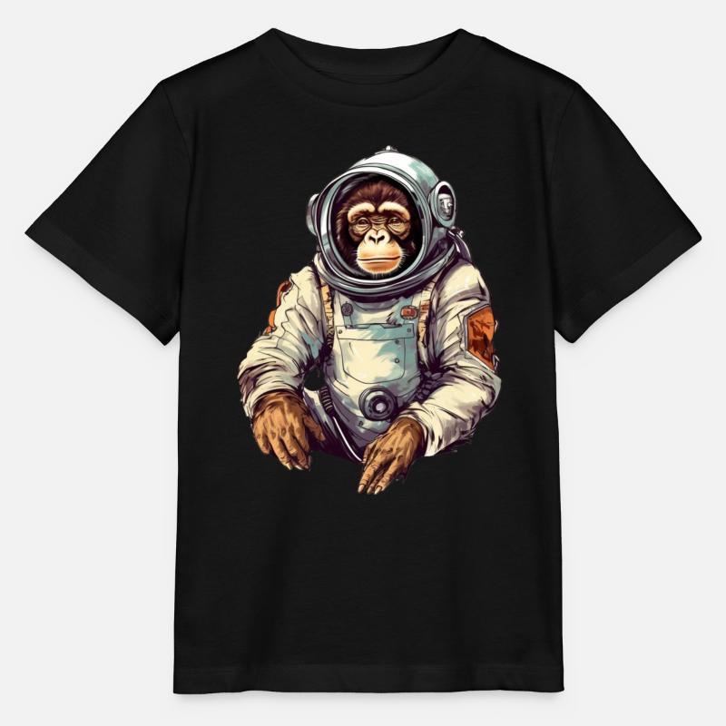 Space Monkey Retro Drawing - Stanley/Stella MINI CREATOR Kids’ T-Shirt - black