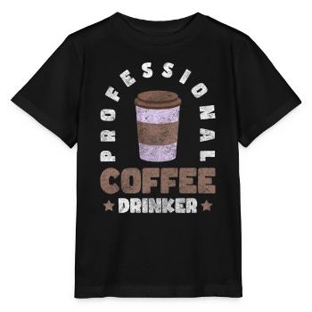 Morgenmuffel Wachmacher Cappuccino Tasse - Stanley/Stella Kinder T-Shirt MINI CREATOR  - Schwarz - Vorne - Mikhail (115cm)