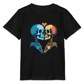 Küssende Romantische Skelette - Stanley/Stella Kinder T-Shirt MINI CREATOR  - Schwarz - Vorne - Mikhail (115cm)