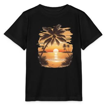 Sunset Serenity: Beach Scene - Stanley/Stella MINI CREATOR Kids’ T-Shirt - black - Front - Mikhail (115cm)