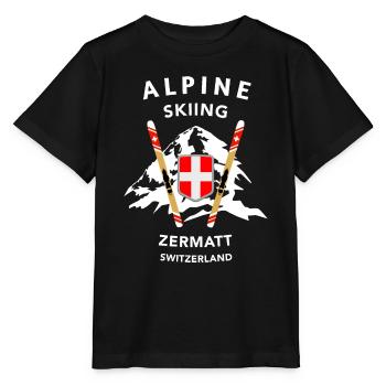 Alpine Skiing | Ski | Zermatt | Switzerland - Stanley/Stella MINI CREATOR Kids’ T-Shirt - black - Front - Mikhail (115cm)
