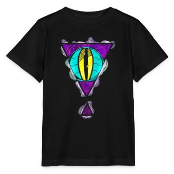 Œil de monstre extraterrestre avec ouverture dimensionnelle triangulaire - T-shirt bio MINI CREATOR Stanley/Stella Enfant - noir - Devant - Mikhail (115cm)