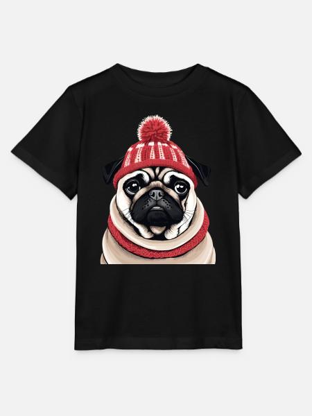 Mops mit Mütze - Stanley/Stella Kinder T-Shirt MINI CREATOR - Schwarz