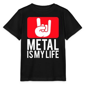 Heavy Metal Is My Life Hard Rock Horns Texte Logo - T-shirt bio MINI CREATOR Stanley/Stella Enfant - noir - Devant - Mikhail (115cm)