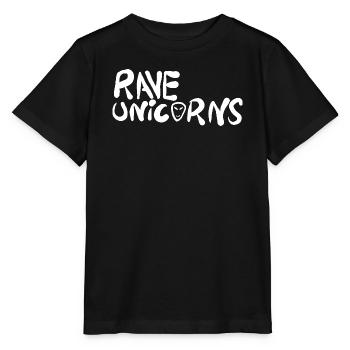 Rave Unicorns Logo Text White - Stanley/Stella Kinder T-Shirt MINI CREATOR  - Schwarz - Vorne - Mikhail (115cm)