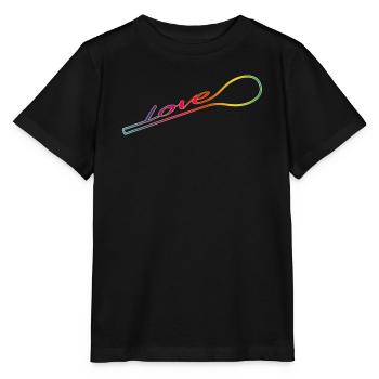Cuisiné avec amour – cuillère en bois colorée - T-shirt bio MINI CREATOR Stanley/Stella Enfant - noir - Devant - Mikhail (115cm)