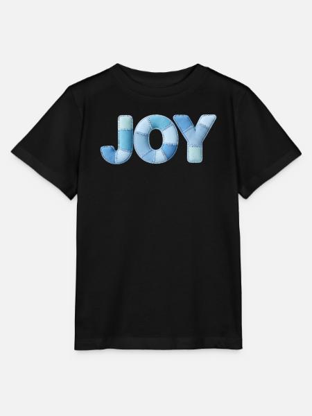 Blue Patchwork Joy Schriftzug - Stanley/Stella Kinder T-Shirt MINI CREATOR - Schwarz