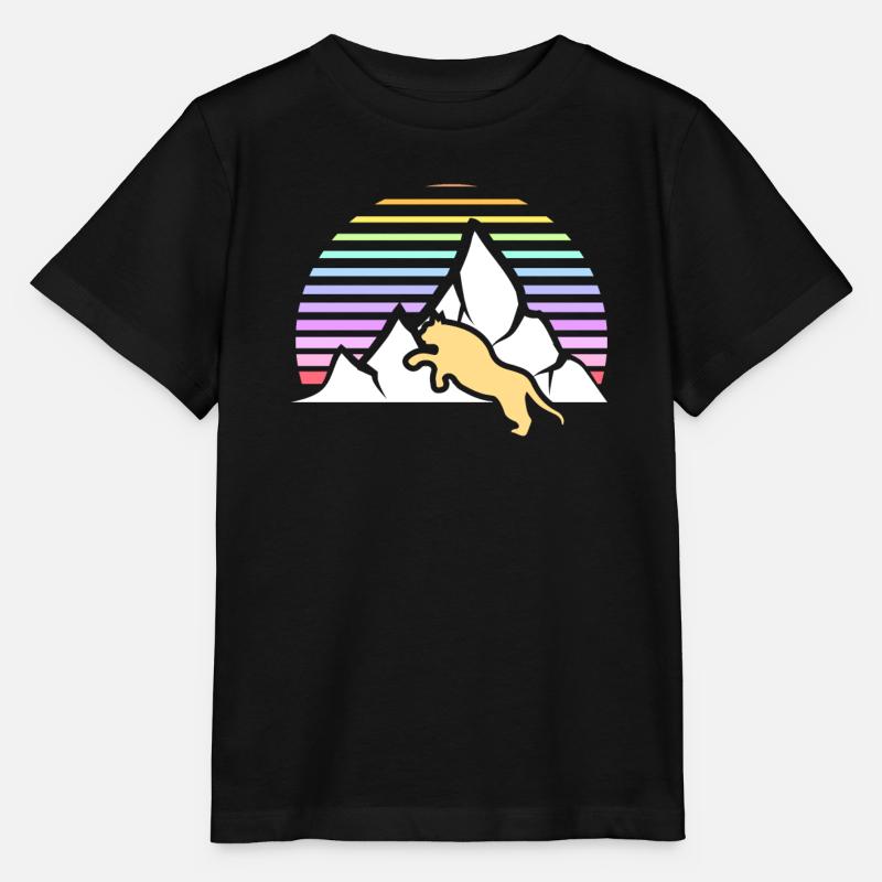 Berglöwe vor Retro Hintergrund mit Berg und Sonne - Stanley/Stella Kinder T-Shirt MINI CREATOR  - Schwarz
