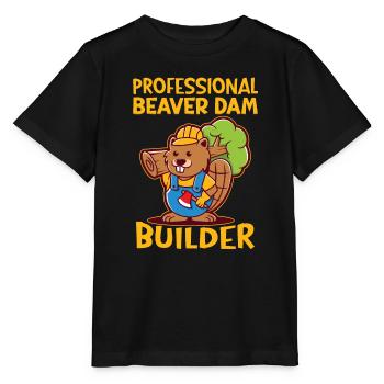 Constructeur professionnel de barrages Beaver - Travailleur de la construction - T-shirt bio MINI CREATOR Stanley/Stella Enfant - noir - Devant - Mikhail (115cm)