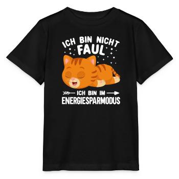Cat - Energy saving mode not lazy - Stanley/Stella MINI CREATOR Kids’ T-Shirt - black - Front - Mikhail (115cm)