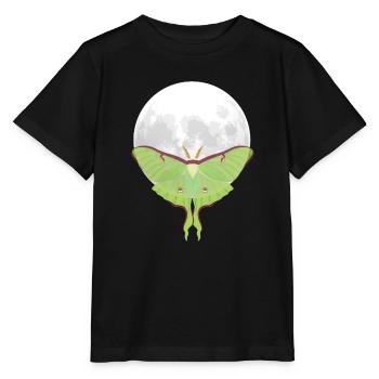 Actias luna - Nachtfalter vor Mond - Stanley/Stella Kinder T-Shirt MINI CREATOR  - Schwarz - Vorne - Mikhail (115cm)