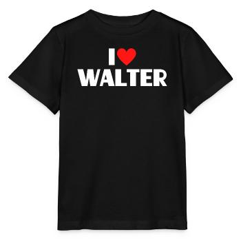 I love Walter Red Heart Romantic Name Fan - Stanley/Stella MINI CREATOR Kids’ T-Shirt - black - Front - Mikhail (115cm)