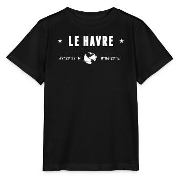 Le Havre France Coordonnées Gps Blanc - T-shirt bio MINI CREATOR Stanley/Stella Enfant - noir - Devant - Mikhail (115cm)