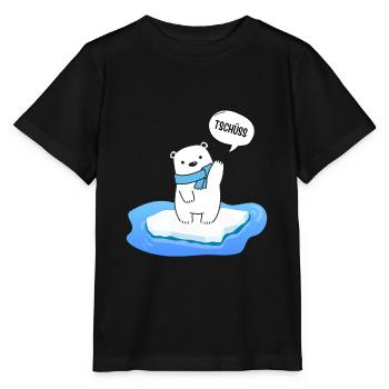 Kleiner Eisbär auf schmelzendem Eis - Tschüss - Stanley/Stella Kinder T-Shirt MINI CREATOR  - Schwarz - Vorne - Mikhail (115cm)