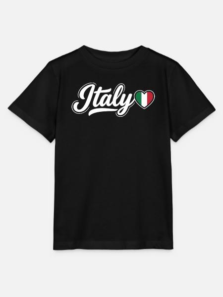 Italien-Skript mit Flaggenherz-Fan Patriotisch - Stanley/Stella Kinder T-Shirt MINI CREATOR - Schwarz