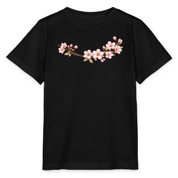 Kirschblüten Zweig Frühlingsmotiv - Stanley/Stella Kinder T-Shirt MINI CREATOR  - Schwarz - Vorne - Mikhail (115cm)