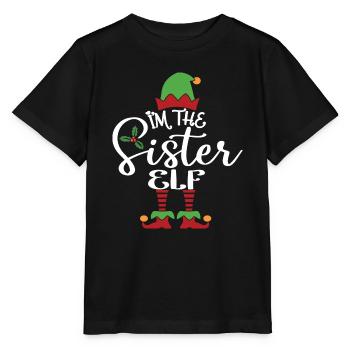 Schwester Elf Niedliches lustiges passendes Weihnachtskostüm - Stanley/Stella Kinder T-Shirt MINI CREATOR  - Schwarz - Vorne - Mikhail (115cm)