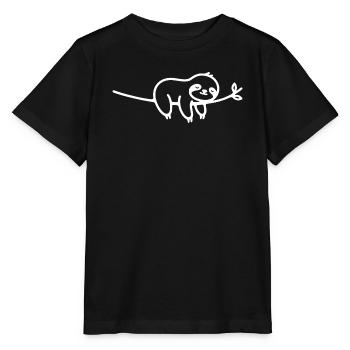 Sleeping Sloth on Branch Animal Motif - Stanley/Stella MINI CREATOR Kids’ T-Shirt - black - Front - Mikhail (115cm)