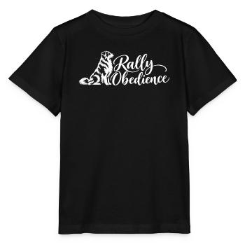 Rally Obedience – Australian Shepherd Aussie - Stanley/Stella Kinder T-Shirt MINI CREATOR  - Schwarz - Vorne - Mikhail (115cm)