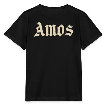 Amos Gothic Schriftzug - Stanley/Stella Kinder T-Shirt MINI CREATOR  - Schwarz - Vorne - Mikhail (115cm)
