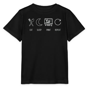 Eat, Sleep, Print, Repeat 3D Druck Maker - Stanley/Stella Kinder T-Shirt MINI CREATOR  - Schwarz - Vorne - Mikhail (115cm)