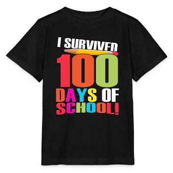 I Survived 100 days of School - Stanley/Stella MINI CREATOR Kids’ T-Shirt - black - Front - Mikhail (115cm)