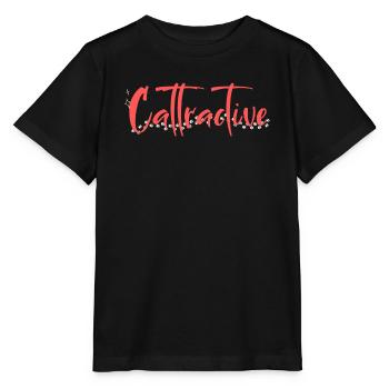 Attraktiv: Rosa Katzen-Anhänger - Stanley/Stella Kinder T-Shirt MINI CREATOR  - Schwarz - Vorne - Mikhail (115cm)