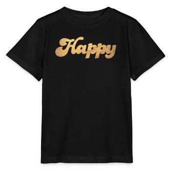 Happy Gold Schnörkel Schreibschrift Glück Quotes - Stanley/Stella Kinder T-Shirt MINI CREATOR  - Schwarz - Vorne - Mikhail (115cm)