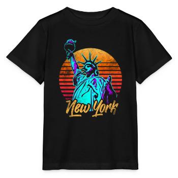 New York Freiheitsstatue - Stanley/Stella Kinder T-Shirt MINI CREATOR  - Schwarz - Vorne - Mikhail (115cm)