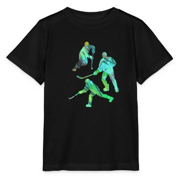 Eishockey, Hockey, Graffiti, bunt, stencil - Stanley/Stella Kinder T-Shirt MINI CREATOR  - Schwarz - Vorne - Mikhail (115cm)