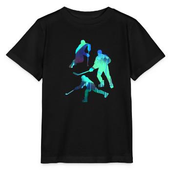 Eishockey, Hockey, Graffiti, bunt, stencil - Stanley/Stella Kinder T-Shirt MINI CREATOR  - Schwarz - Vorne - Mikhail (115cm)