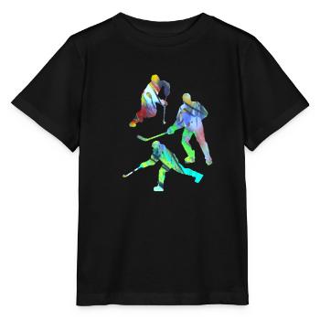 Eishockey, Hockey, Graffiti, bunt, stencil - Stanley/Stella Kinder T-Shirt MINI CREATOR  - Schwarz - Vorne - Mikhail (115cm)