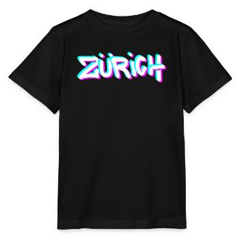 Graffiti néon de Zurich - T-shirt bio MINI CREATOR Stanley/Stella Enfant - noir - Devant - Mikhail (115cm)