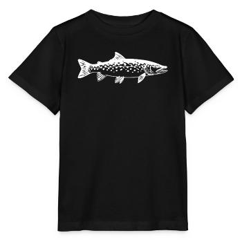 Hecht Raubfisch Jäger Cooles Angler Geschenk Shirt - Stanley/Stella Kinder T-Shirt MINI CREATOR  - Schwarz - Vorne - Mikhail (115cm)