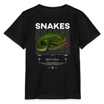 Vipère de fosse à lèvres blanches moderne gardien de reptile - T-shirt bio MINI CREATOR Stanley/Stella Enfant - noir - Devant - Mikhail (115cm)