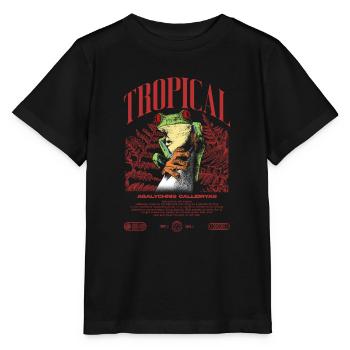 Rotäugiger Laubfrosch Regenwald Amphibie - Stanley/Stella Kinder T-Shirt MINI CREATOR  - Schwarz - Vorne - Mikhail (115cm)