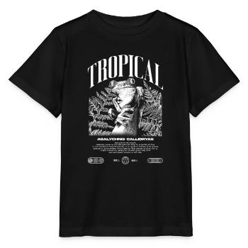 Rotäugiger Laubfrosch Regenwald Amphibie - Stanley/Stella Kinder T-Shirt MINI CREATOR  - Schwarz - Vorne - Mikhail (115cm)