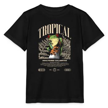 Rotäugiger Laubfrosch Regenwald Amphibie - Stanley/Stella Kinder T-Shirt MINI CREATOR  - Schwarz - Vorne - Mikhail (115cm)