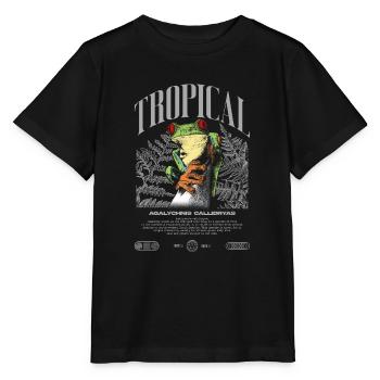Rotäugiger Laubfrosch Regenwald Amphibie - Stanley/Stella Kinder T-Shirt MINI CREATOR  - Schwarz - Vorne - Mikhail (115cm)