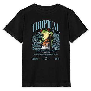 Rotäugiger Laubfrosch Regenwald Amphibie - Stanley/Stella Kinder T-Shirt MINI CREATOR  - Schwarz - Vorne - Mikhail (115cm)
