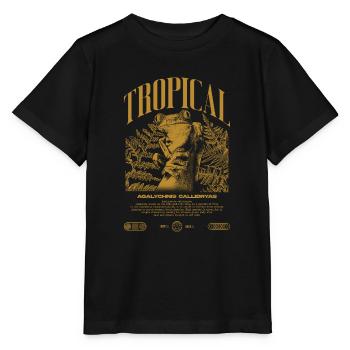 Rotäugiger Laubfrosch Regenwald Amphibie - Stanley/Stella Kinder T-Shirt MINI CREATOR  - Schwarz - Vorne - Mikhail (115cm)