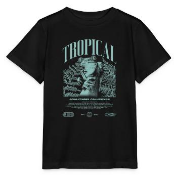Rotäugiger Laubfrosch Regenwald Amphibie - Stanley/Stella Kinder T-Shirt MINI CREATOR  - Schwarz - Vorne - Mikhail (115cm)