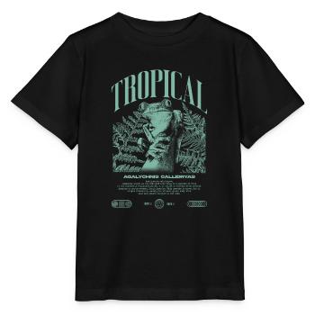 Rotäugiger Laubfrosch Regenwald Amphibie - Stanley/Stella Kinder T-Shirt MINI CREATOR  - Schwarz - Vorne - Mikhail (115cm)