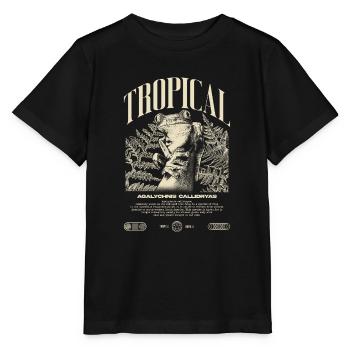 Rotäugiger Laubfrosch Regenwald Amphibie - Stanley/Stella Kinder T-Shirt MINI CREATOR  - Schwarz - Vorne - Mikhail (115cm)