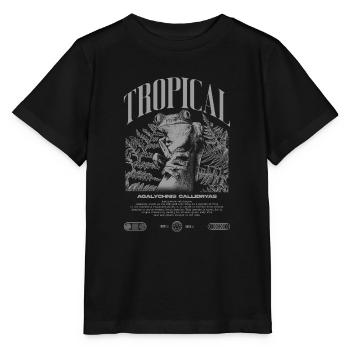 Rotäugiger Laubfrosch Regenwald Amphibie - Stanley/Stella Kinder T-Shirt MINI CREATOR  - Schwarz - Vorne - Mikhail (115cm)
