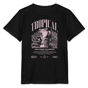 Rotäugiger Laubfrosch Regenwald Amphibie - Stanley/Stella Kinder T-Shirt MINI CREATOR  - Schwarz - Vorne - Mikhail (115cm)