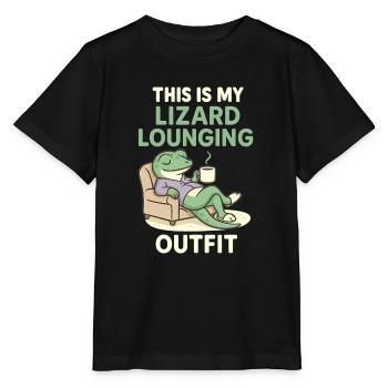 Gecko Shirt - this is my lizard lounging outfit - Stanley/Stella MINI CREATOR Kids’ T-Shirt - black - Front - Mikhail (115cm)