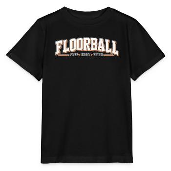 Floorball Kraft: Pass Schuss Treffer - Stanley/Stella Kinder T-Shirt MINI CREATOR  - Schwarz - Vorne - Mikhail (115cm)